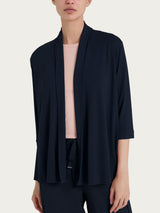 Cardigan corto aperto in jersey di viscosa crêpe Blu Donna - Ragno