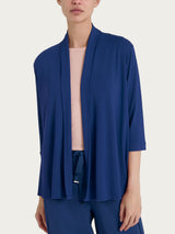 Cardigan corto aperto in jersey di viscosa crêpe Blu Donna - Ragno