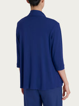 Cardigan corto aperto in jersey di viscosa crêpe Blu Donna - Ragno