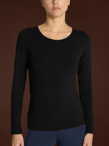 Maglietta girocollo in Jersey Strech Winter Viscosa Neri Donna - Ragno