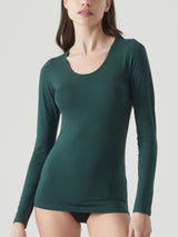 Maglietta girocollo in Jersey Strech Winter Viscosa Verdi Donna - Ragno