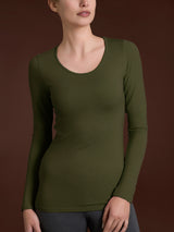 Maglietta girocollo in Jersey Strech Winter Viscosa Verdi Donna - Ragno