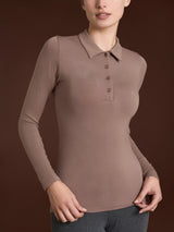 Polo in Jersey Strech Winter Viscosa Marroni Donna - Ragno