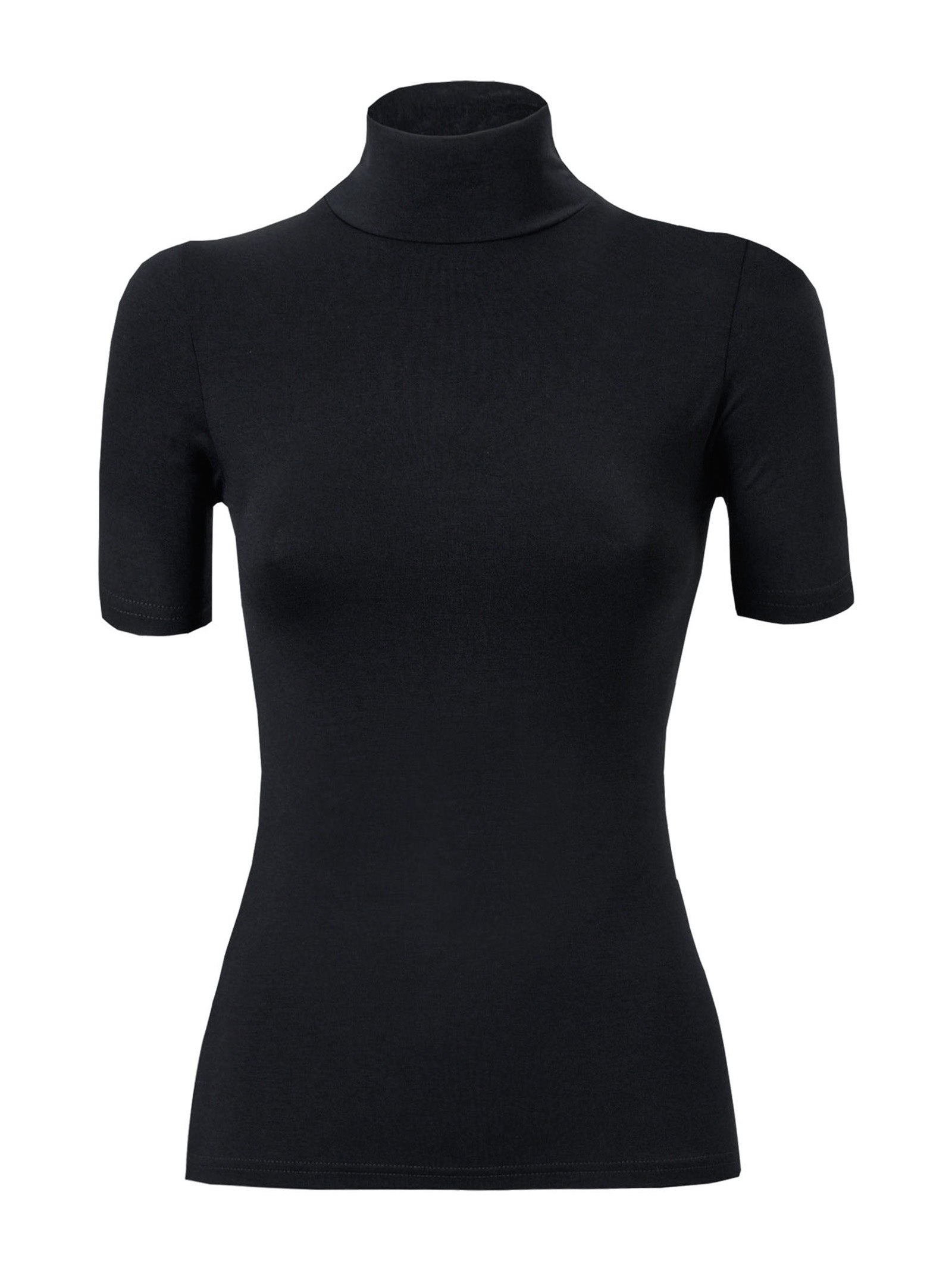 Maglietta collo alto in Eco Viscosa Nero – Ragno - Main Image