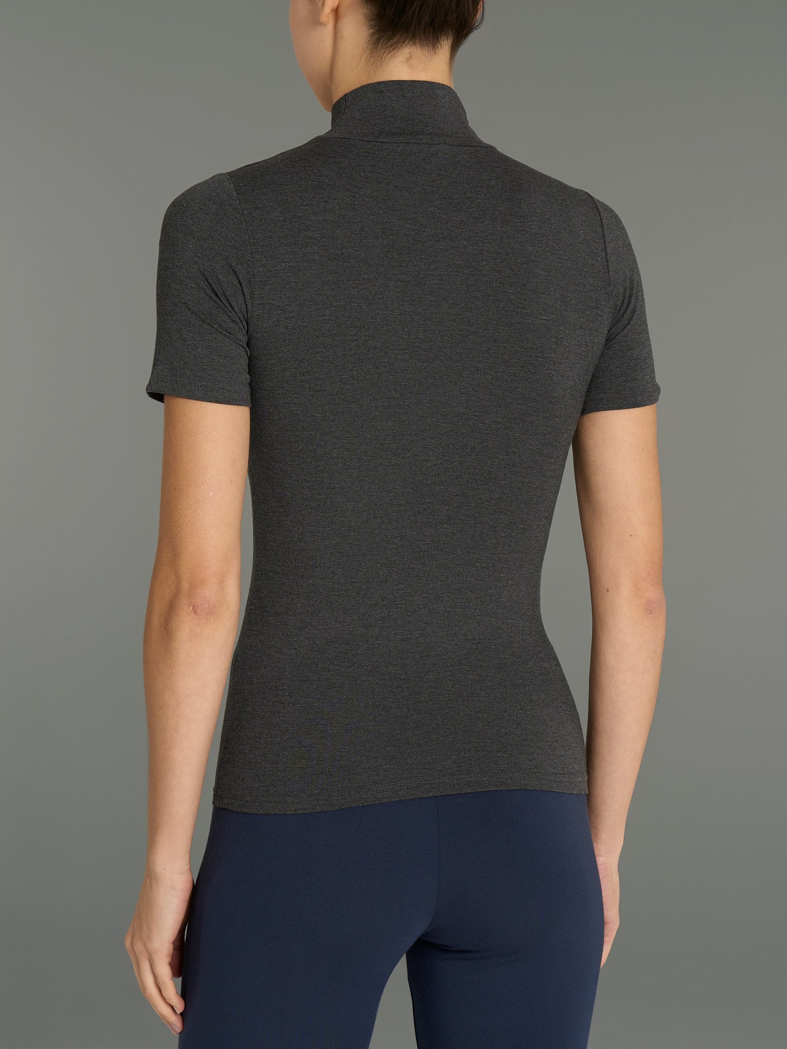 Maglietta collo alto in Eco Viscosa Neri Donna - Ragno