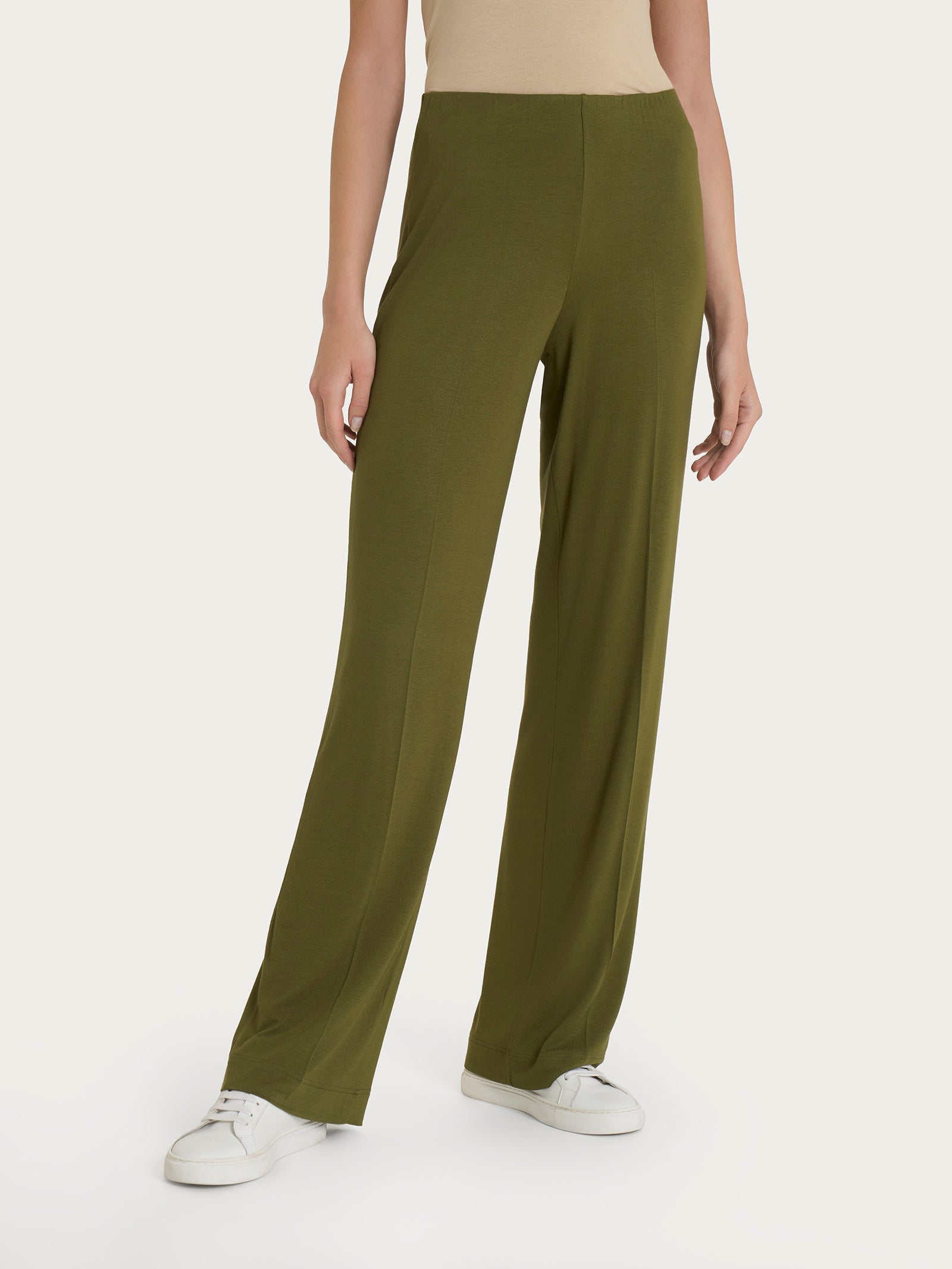 Pantalone ampio in jersey di viscosa crêpe Verdi Donna - Ragno