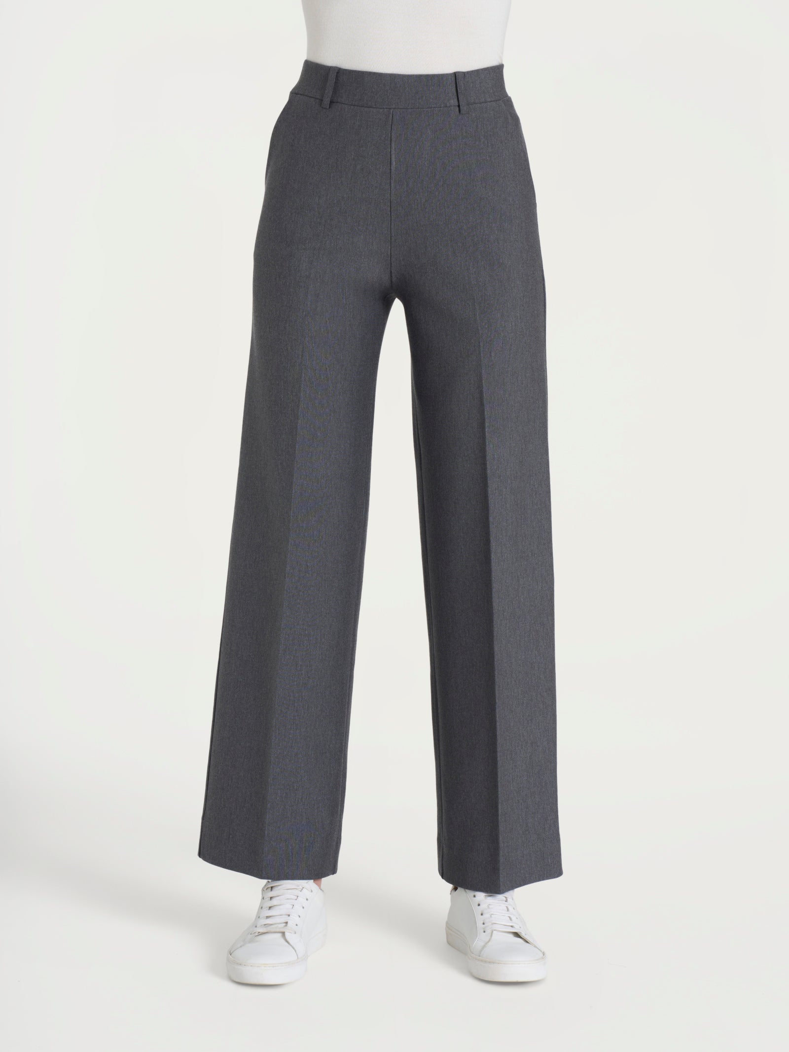 Pantaloni Eileen Fisher Taglia XS – Modello Alla Caviglia A Lanterna, Grigio Ardesia, In Crepe Elasticizzato