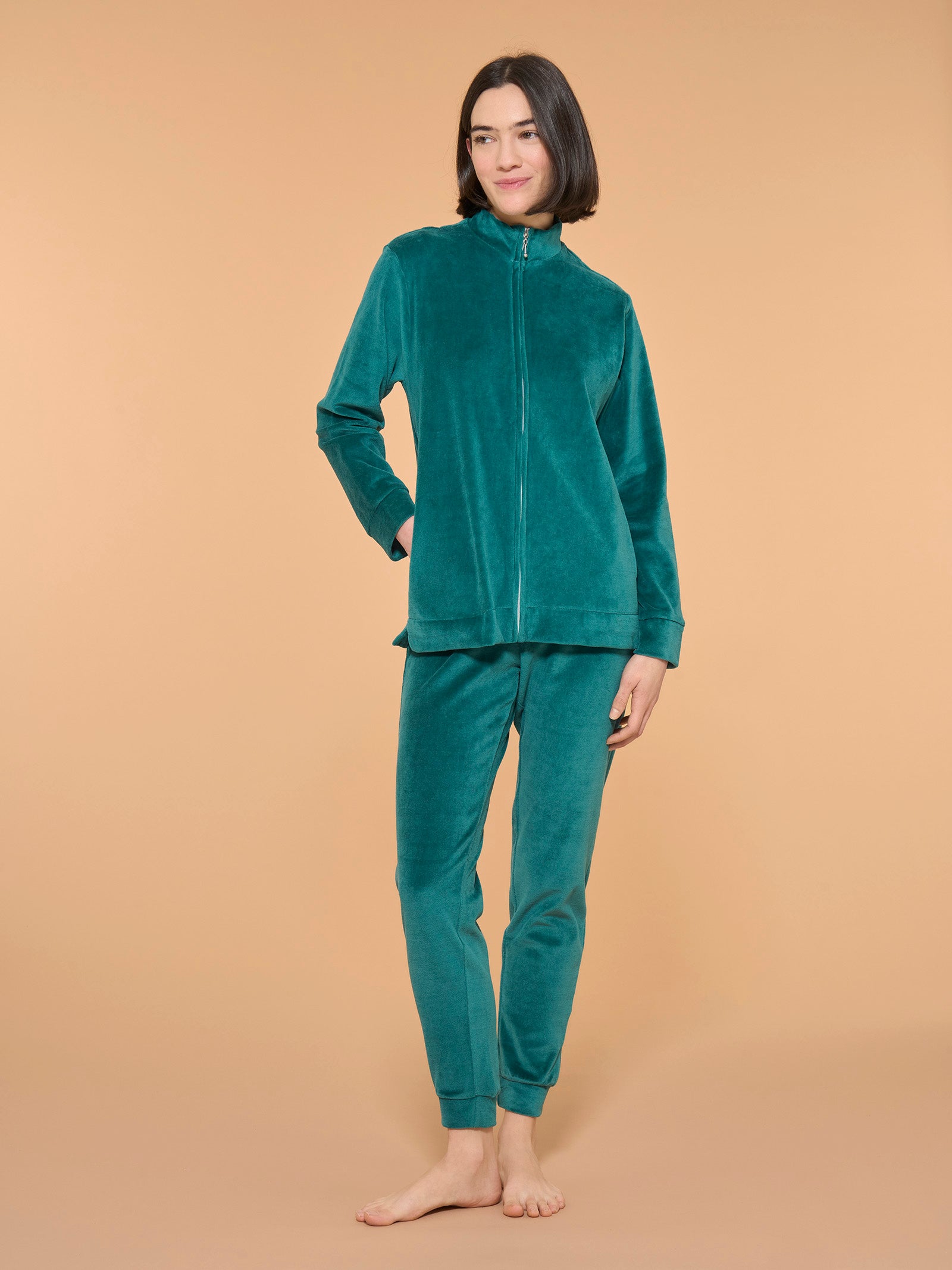 Tuta in ciniglia di misto cotone Trekking Green