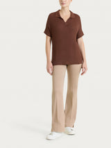 Braune Satin Power Schlitz-Schlaghose für Damen - Ragno