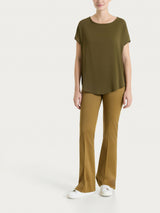 Pantalone flare con spacchetti in Satin Power Verdi Donna - Ragno