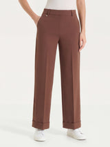 Pantalone ampio con tasche in Compact Light Marroni Donna - Ragno