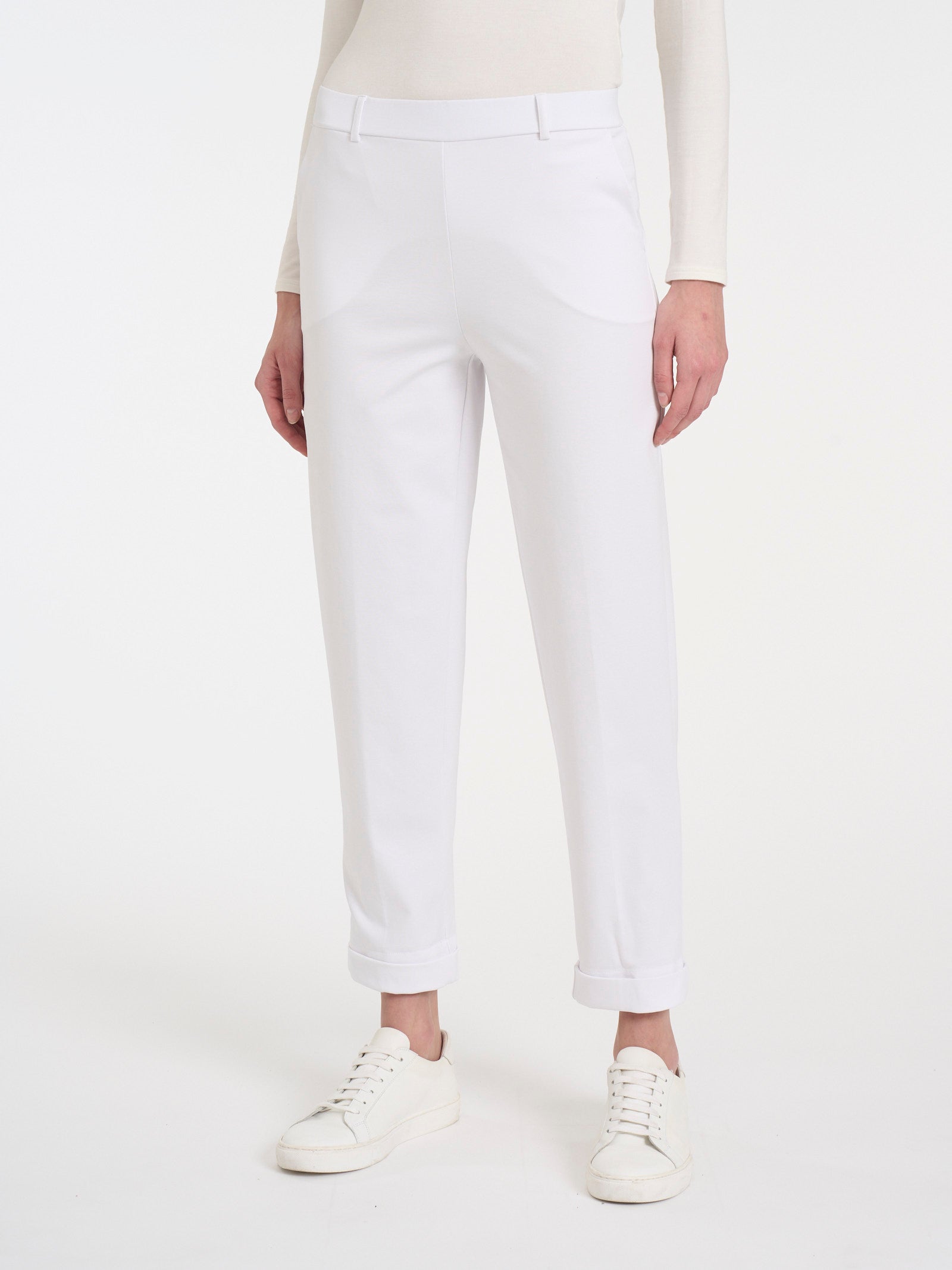 Pantalone a carota con tasche in Compact Light Bianco