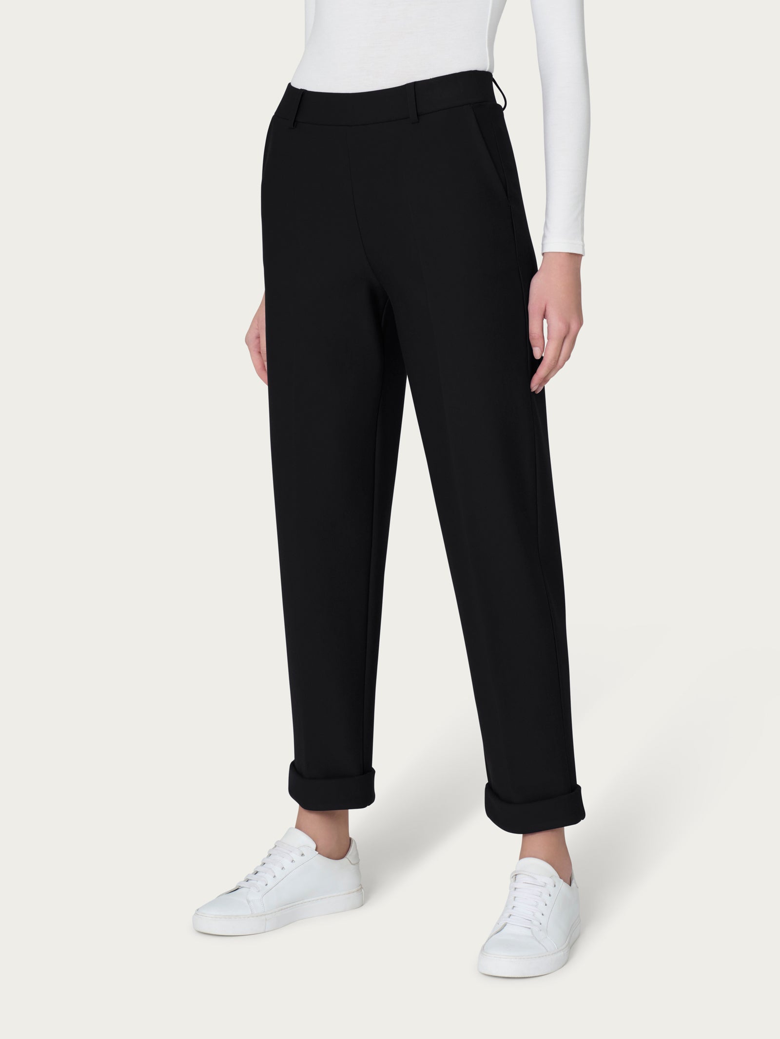 Pantalone a carota con tasche in Compact Light  Neri Donna - Ragno