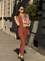 Pantalone a carota con tasche in Compact Light Marroni Donna - Ragno