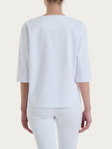 Maglia corta girocollo in Compact Light Bianchi Donna - Ragno