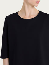 Maglia corta girocollo in Compact Light Neri Donna - Ragno