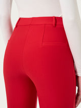 Pantalone flare alla caviglia in Compact Rossi Donna - Ragno