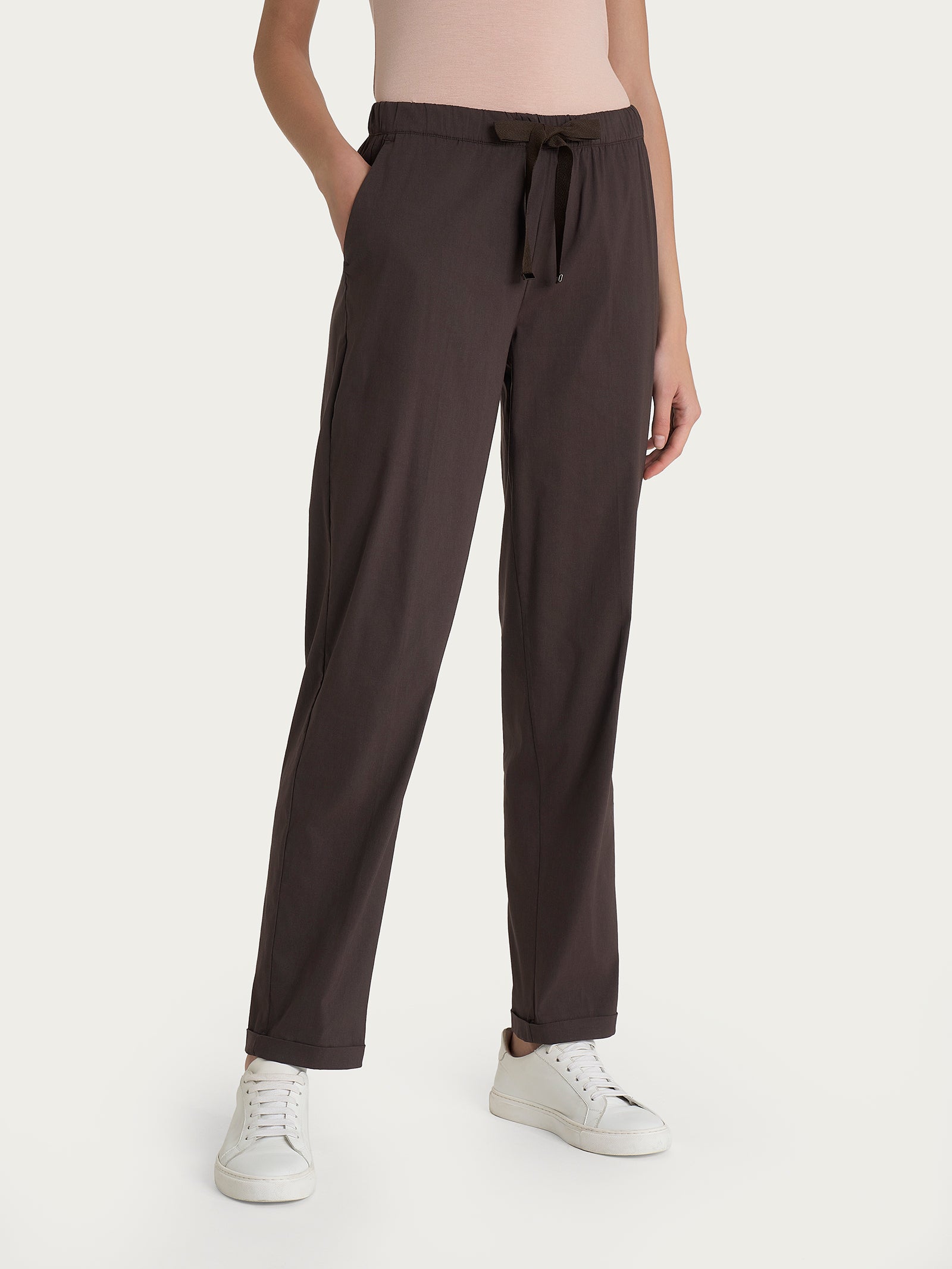Pantalone jogger con tasche in Super Fresh Marroni Donna - Ragno