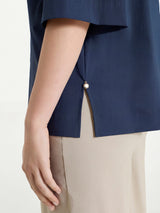 Camicia con manica corta in Super Fresh Blu Donna - Ragno