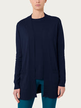 Cardigan lungo con bordatura Four Seasons Blu Donna - Ragno