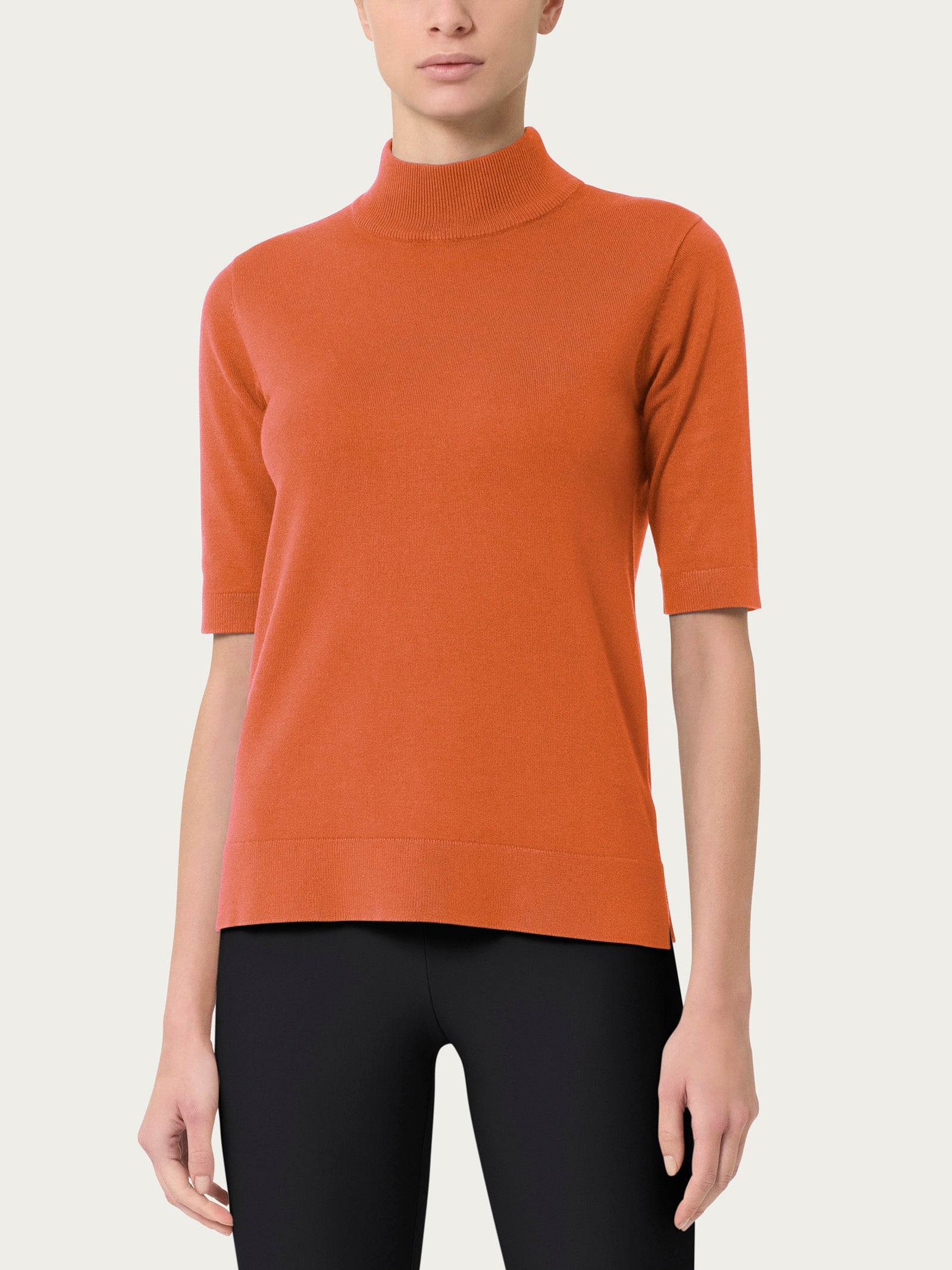 Four Seasons Short Sleeve Mock Neck Rust – Ragno