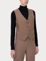 Gilet con quattro bottoni in Compact Marroni Donna - Ragno