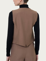 Gilet con quattro bottoni in Compact Marroni Donna - Ragno