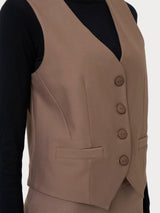 Gilet con quattro bottoni in Compact Marroni Donna - Ragno