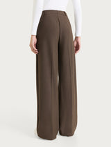 Pantalone a palazzo con tasche in Compact Marroni Donna - Ragno