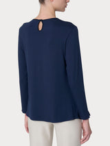 Blusa girocollo in misto viscosa Blu Donna - Ragno