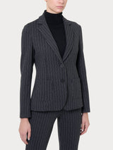 Blazer gessato in tessuto Eco Jacquard Neri Donna - Ragno