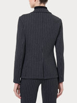 Blazer gessato in tessuto Eco Jacquard Neri Donna - Ragno
