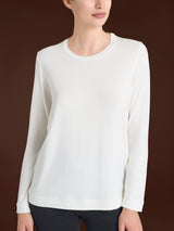Camiseta de cuello redondo de jersey elástico de viscosa de invierno, gris, para mujer - Ragno
