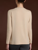 Camiseta de cuello redondo de jersey elástico de viscosa de invierno, gris, para mujer - Ragno