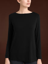 Maglietta con collo a barchetta in Jersey Strech Winter Viscosa Neri Donna - Ragno