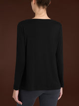 Maglietta con collo a barchetta in Jersey Strech Winter Viscosa Neri Donna - Ragno