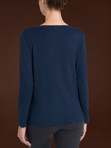 Maglietta con collo a barchetta in Eco Viscosa Blu Donna - Ragno