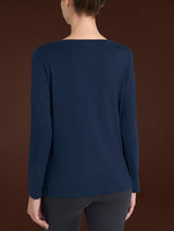 Maglietta con collo a barchetta in Jersey Strech Winter Viscosa Blu Donna - Ragno