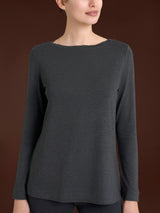 Maglietta con collo a barchetta in Jersey Strech Winter Viscosa Neri Donna - Ragno
