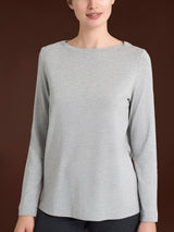 Camiseta con cuello redondo de jersey elástico de viscosa de invierno, negra, para mujer - Ragno