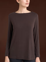 Maglietta con collo a barchetta in Eco Viscosa Marroni Donna - Ragno