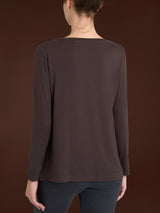 Maglietta con collo a barchetta in Eco Viscosa Marroni Donna - Ragno