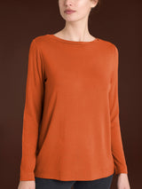 Maglietta con collo a barchetta in Eco Viscosa Arancioni Donna - Ragno