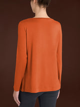 Maglietta con collo a barchetta in Eco Viscosa Arancioni Donna - Ragno