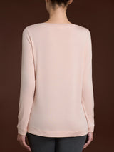 Camiseta de cuello redondo en jersey elástico de viscosa «Winter» rosa para mujer - Ragno