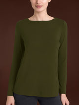 Maglietta con collo a barchetta in Eco Viscosa Verdi Donna - Ragno