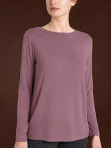 Camiseta de cuello redondo en jersey elástico de viscosa de invierno, rosa, para mujer - Ragno