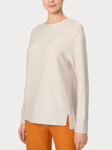 Felpa con collo a barchetta in Eco techno Fleece Bianchi Donna - Ragno