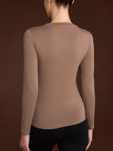 Maglietta girocollo in Tenderwool (86% Modal - 8% Lana Cashmere) Marroni Donna - Ragno