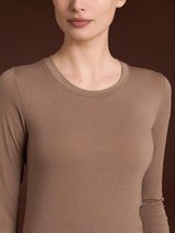 Maglietta girocollo in Tenderwool (86% Modal - 8% Lana Cashmere) Marroni Donna - Ragno